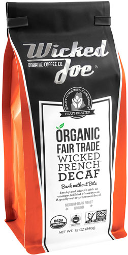 Wicked Joe Organic Decaf Ground Coffee Dark Roast Wicked French