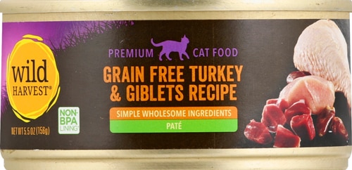 Wild Harvest Pate Cat Food Grain Free Turkey & Giblets Recipe