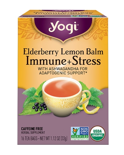 Yogi Tea Organic Immune + Stress Caffeine Free Elderberry Lemon Balm