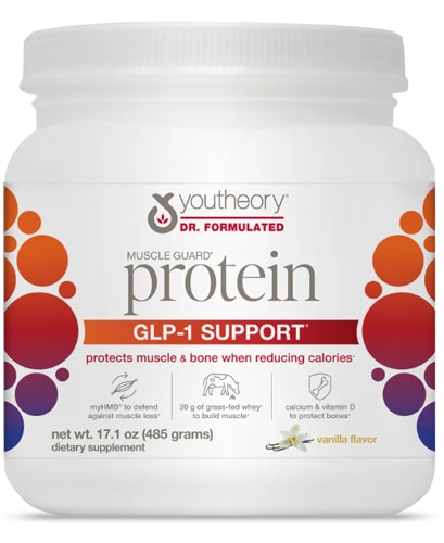 Youtheory GLP-1 Support Muscle Guard Protein Powder Vanilla