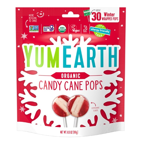 YumEarth Organic Candy Cane Pops Peppermint
