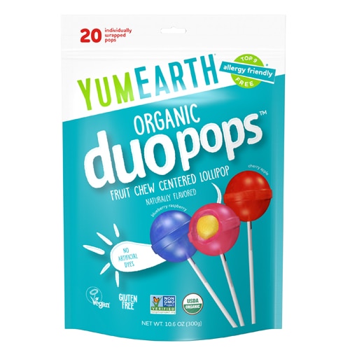 YumEarth Organic Duopops Fruit Chew Centered Lollipop