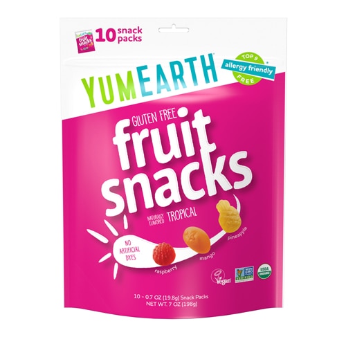 YumEarth Organic Gluten Fruit Snacks - Tropical Snack Packs