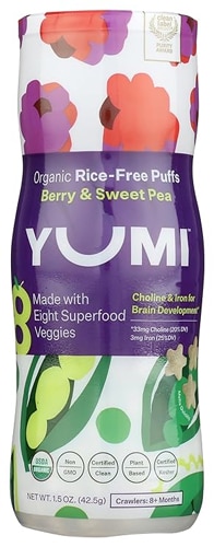 Yumi Organic Rice Free Puffs 8+ Months Berry & Sweet Pea