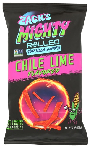 Zack's Mighty Tortilla Chips Rolled Non GMO Chile Lime