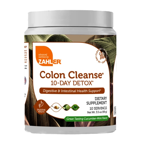 Zahler Colon Cleanse Powder 10-Day Detox Digestive & Intestinal Health Support Cucumber Mint