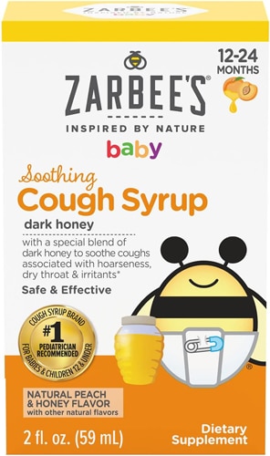 Zarbee's Baby Cough Syrup Soothing 12-24 Months Peach Honey