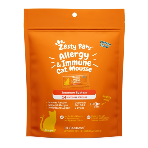 Zesty Paws Cat Allergy & Immune Mousse Lickable Supplement Chicken Mousse