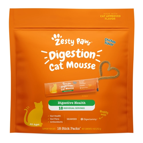 Zesty Paws Cat Digestion Mousse Lickable Supplement Chicken