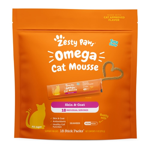 Zesty Paws Cat Omega Skin & Coat Mousse Lickable Supplement Tuna Mousse