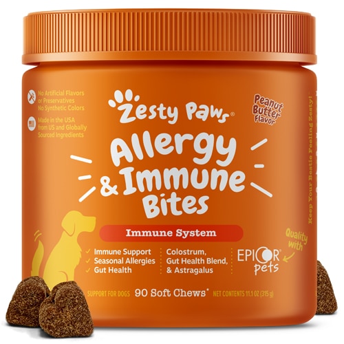 Zesty Paws Dog Allergy & Immune Bites Supplement Peanut Butter
