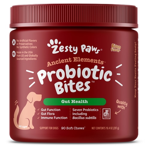 Zesty Paws Dog Ancient Elements Probiotic Bites Gut Health Supplement Bison