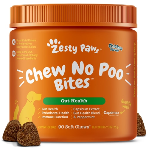 Zesty Paws Dog Chew No Poo Bites Gut Health Supplement Chicken
