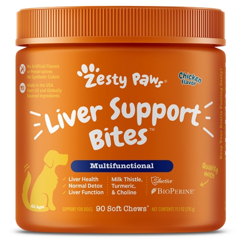 Zesty Paws Dog Liver Support Bites Supplement Chicken