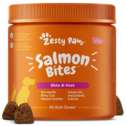 Zesty Paws Dog Salmon Bites Fish Oil & Omega-3 Supplement Salmon