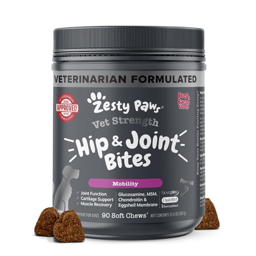 Zesty Paws Vet Strength Mobility Glucosamine Hip & Joint Supplement for Dogs Beef & Bacon