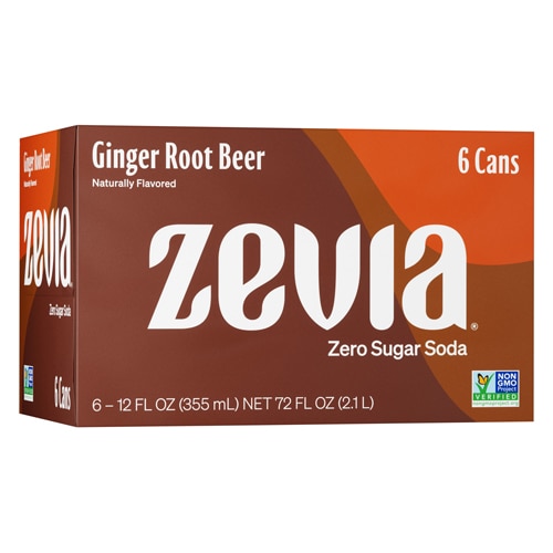 Zevia Non-GMO Zero Calorie Soda Ginger Root Beer