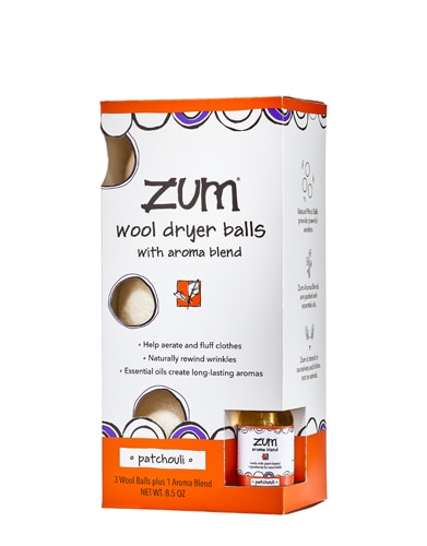 Zum Wool Dryer Balls with Aroma Blend - Patchouli