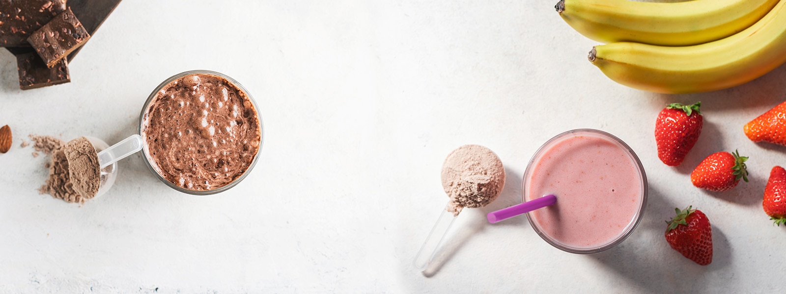 fruits, smoothies and nutrition powder