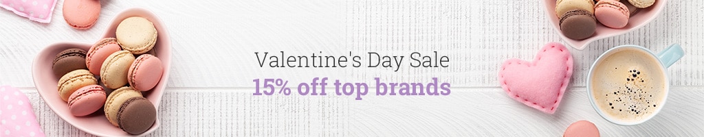 Valentines Sale. Enjoy 15% off top brands