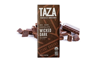 Participating items includes Taza Wicked Dark chocolate